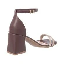 Stessy Shoes Women's Sandals, Medium High Heel, Block, Straps, Rhinestone, Shiny, Party, Comfortable, Luxury - Rỉ Nâu - Xem 3
