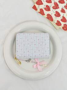 Carteira Pequena com Capacidade Reduzida para Estudantes, Impressão Fofa de Flor, Borboleta e Cereja, Diversos Slots para Cartões, Carteira Ultrafina Dia dos Namorados, Porta-Cartões de Visita, Porta-Cartões de Crédito, Carteira Feminina, Mini Carteira, Bolsa, Porta-Cartões