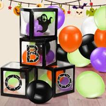 1件/4件/8件万圣节气球装饰套装3D鬼南瓜头气球盒创意派对装饰派对家居户外恐怖场景布置