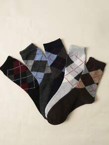 5 双男士中筒袜，亲肤、舒适、透气、百搭，秋季袜子 - 彩色 - 查看 2