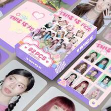 Sanrio Cartão fotográfico oficial do 14º álbum, cartão LOMO, nova caixa holográfica KPOP Nayeon, coleção de cartões fotográficos do álbum DIVE, cartão LOMO, cartões fotográficos de fãs, cartões comemorativos, marcadores de página - 92 peças (60 cartões + 32 adesivos)