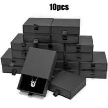 10pcs Jewelry Gift Boxes, 3.5 X 3.5 Inch Black Cardboard Jewelry Boxes, Bulk Small Jewelry Boxes With Lids, For Necklace Ring Earring Display Boxes, Earring Ring Necklace Storage Boxes For Women Storage Organizer Travel Essentials Back To School Dormitory Storage Fall Decor