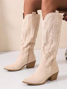 Women's Classic Western Boots - Beige - View 4