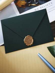 16pcs/Set, 3pcs Envelopes, 10pcs Letter Papers, 3pcs Wax Seals, Office Envelopes, Office Supplies, Bridesmaid Proposal Gift, Wedding Invitation Cards, Premium Green Envelope Card Paper, Stationary, Gifts For Him, 40th Birthday Gift, Personalized Gifts, Saudi National Day Gifts, National Day Giveaways, Friend Gift Cards, Envelopes, Letter Papers, Wax Seals - Advanced Dark Green - View 5