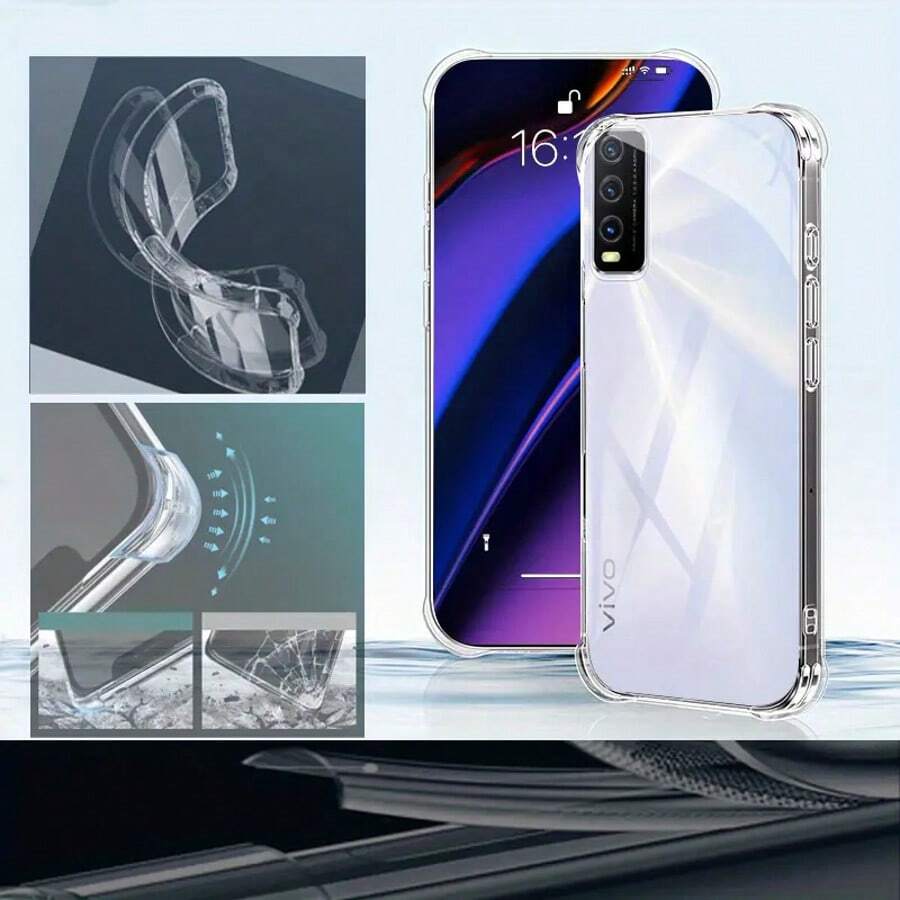镜头保护,高清防摔,TPU材质,防撞气囊保护手机壳,适用于Infinix Hot 50i 4G、Hot 40i、Hot 40 Pro、Note 50 Pro 4G,男女通用,轻薄柔韧,全覆盖保护后盖 - 無色 - 查看 1