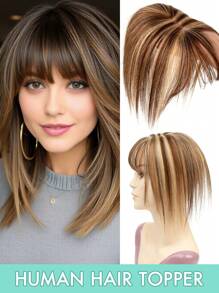 Aplique de Cabelo Humano com Franja Loira Reta para Cabelos Finos, Multiuso e Unissex, Clipes de Cabelo para Estilizar e Dar Volume, Acessório Versátil de Cabelo Humano