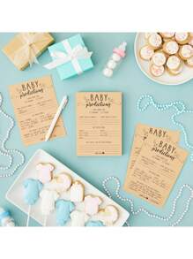 1套6张婴儿性别揭秘刮刮卡，适用于男孩或女孩性别揭秘游戏和派对活动。将这些预测卡添加到您的性别揭秘派对或迎婴派对游戏中，为您的朋友、家人和宾客打造一场趣味十足的活动。尺寸大小适中，方便宾客填写，也是准父母的理想纪念品。