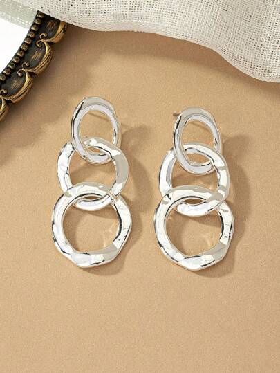 1 Pair Casual Geometric Triple Hoop Earrings, Fashionable European And American Style Suitable For Women's Daily, Party And Event Wear