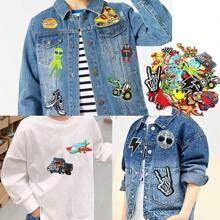 30pcs Boys Iron On Patches For Clothing Jackets DIY Sew Embroidered Applique Decorative Repair Patches - Pink-20 - 查看 5