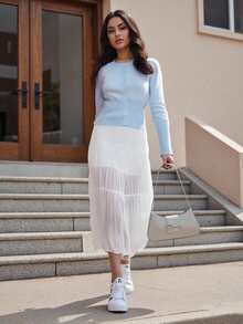 Women's Cropped Cardigan Bolero Shrug Long Sleeve Button Down Knit Sweater For Dresses And Jeans, Sizes S To XL - 藍色 - 查看 6