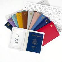 1 pezzo Custodia per passaporto per coppie con stampa dorata, semplice, a forma di aereo, per donna e uomo, accessorio da viaggio, regalo di matrimonio, regalo per vacanze, Natale, Ringraziamento, Capodanno, essenziale da viaggio