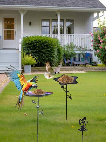 1 Comedero de pájaros, tazón de comida para pájaros, fuente de baño para pájaros, contenedor de comida para pájaros en estilo retro de cobre oxidado rojo. Decoración para plantas acuáticas de jardín, macetas y jardín. Un amigo de los pequeños pájaros, el mejor regalo para los amantes de las aves - Diseño de patrón de carpa de cinco estrellas duradero