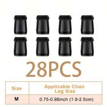 28/20 Square Chair Leg Protection Covers, Black Silicone Felt Furniture Chair Leg Pads, Suitable For Wooden And Tile Floors, Anti-Slip Furniture Leg Caps, Noise-Reducing And Silent Furniture Foot Covers (Multiple Sizes, Suitable For Chair Legs Of 1.3-5.5cm)