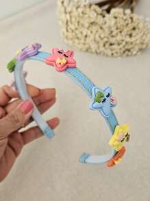 Arquinho/Tiara de cabelo com aplique de estrelas, carinhas coloridas Arco infantil alegre