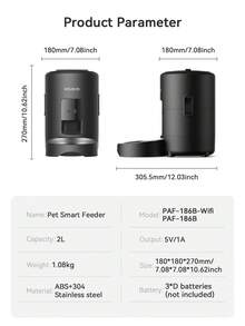 ROJECO 2L Automatic Cat Feeder Stainless Steel Bowl Pet Smart Cat Food WiFi Button Remote Control Auto Feeder For Cats Dog Accessories