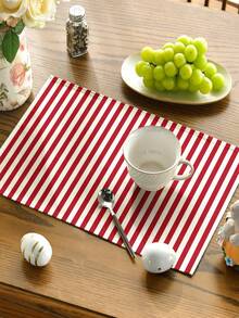 1pc Simple & Fashionable Striped Table Runner, Textured Rectangular Tablecloth, Suitable For Dining Table, Coffee Table, Home Decor - Durable Kitchen And Dining Room Decoration, Table Decor - Red - View 7