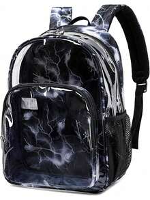 Polaris Clear Backpacks For School Heavy Duty Transparent See Through Clear Backpack Stadium Approved Clear Bookbag For Boys College School Clear Backpack For Concert Work Sport Travel - 藍色閃電 - 查看 8