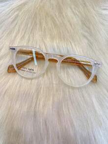 48mm Plain Black Frame Glasses, Small Frame, Retro, Round Face, Women Can Wear Myopia Glasses - trắng - Xem 2