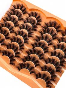 14 Pairs Of Thick, Elegant D-Shaped Curly False Eyelashes, Natural Looking Soft And Fluffy Faux Mink Lashes 3D False Eyelashes Russian Curl Eyelashes Dramatic Messy Mink Lashes Intelligent Full Lash Strip Lengthening And Curling For Beauty Makeup, Reusable For Daily And Party Use, Can Be Used As Gifts Strip Lashes, Lashes, Eyelashes, Fake Lashes - 濃密款 - 查看 5
