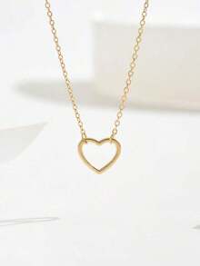 1pc Minimalist Elegant Heart Shaped Pendant Necklace, Suitable For Women, A Fashionable Small Gift For Friends - Vàng - Xem 3