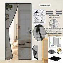 1件磁性纱门，网状帘布，配有强力磁铁和全框魔术贴，多种颜色可选（灰色、白色、黑色、棕色），隐藏式磁条设计，优雅紧密闭合，密实网眼，有效防蚊虫并保护隐私。