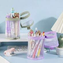 透明铅笔盒笔袋柔和的颜色灵活的笔筒易于取用的口袋储物袋适用于文具学校，学校用品，返校 - 均碼 - 查看 11