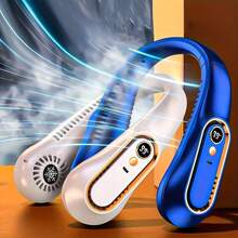 SULVGO Ventilator portabil de gât fără lame, 1200 mAh, durată de viață ultra-lungă, 5 trepte de viteză reglabile, funcționare silențioasă, afișaj digital, încărcare USB pentru toate ocaziile