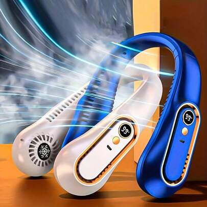 SULVGO 1200mAh Portable Neck Bladeless Fan, Ultra-Long Life, 5 Adjustable Gears, Silent Operation, Digital Display, USB Charging For All Occasions