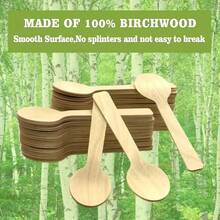 10-200 Pieces 3.9 Inch Mini Kitchen Wooden Disposable Wooden Cutlery, Round Head Wooden Spoon, Disposable Spoon, Can Be Used For Ice Cream Spoon, Dessert Spoon, Tasting Spoon, Can Be Used As Halloween/Christmas Gifts