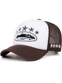 2025 Fashion Personalized Simplicity New Baseball Hat Five Star Embroidery Street Fashion Creative Hip Hop Hat Street Dance Decoration Hat Outdoor Leisure Sports Sunshade Hat Breathable Mesh Hat For Daily Life Suitable For Both Men And Women