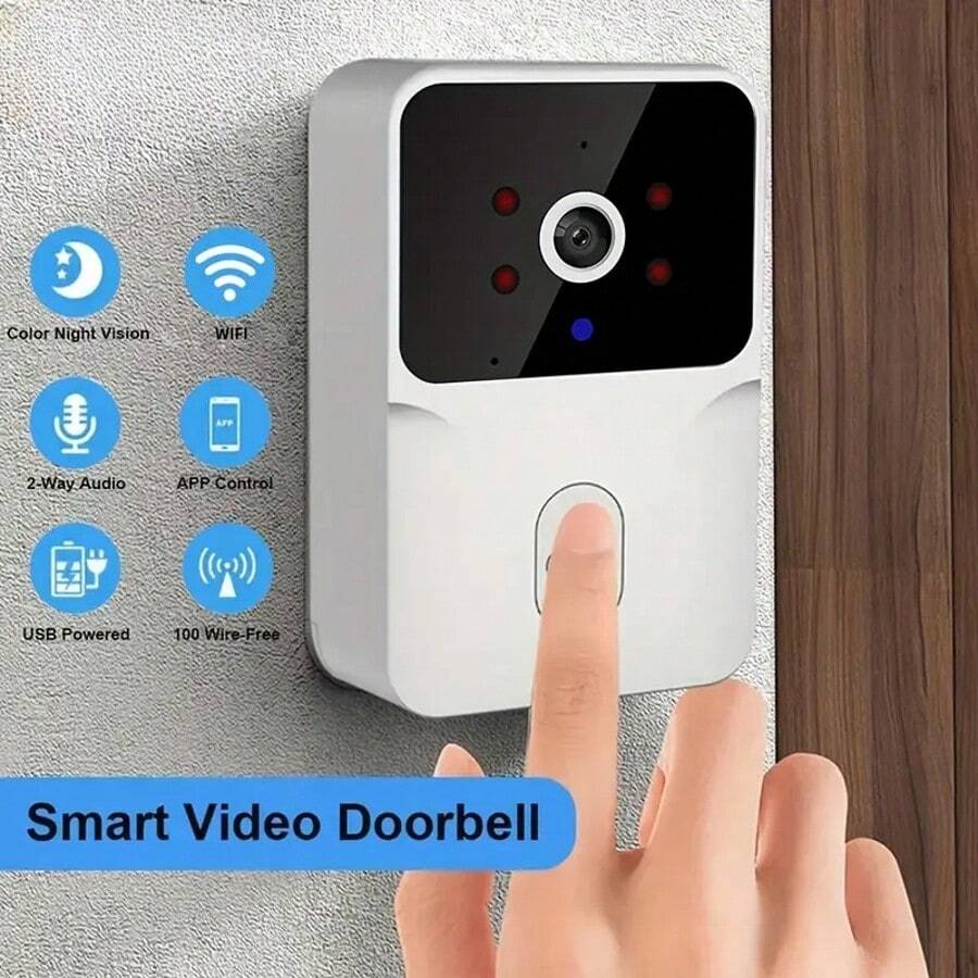 The Smart Doorbell Features High-Definition Video From The Camera And Enhanced Night Vision, As Well As A Voice-Changing System. The WiFi Video Doorbell Has A Two-Way Intercom Function And Is Rechargeable, Enabling Seamless Home Monitoring - Black - View 1