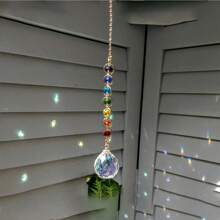 30mm Lichterkugel aus irisierendem Glas und geometrischem Metallring, handgefertigt, Sonnenfänger, Meditation, Regenbogenmacher für Balkon, Fensterbrett, Landhausdekoration