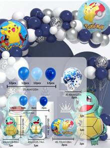 pokemon A Set Of Arch Balloon Color Balloon-Themed Pokemon Pikachu Arch Balloon Theme Set, Birthday Theme Balloon Set, Party Event Decoration, Wedding Birthday Decoration, Wedding Ceremony Decoration, Balloon Chain, Party Supplies, Party Balloons Christmas, Halloween, Festival Supplies, Festival Decorations, Thanksgiving, Back-To-School Season, Autumn And Winter