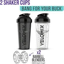 2 Pack 28oz Fitness Shaker Bottles With Stainless Steel Whisk Balls, Leakproof Protein Mixer Cup For Gym Workout School Travel, Includes Cleaning Brush & Wide Mouth Design For Easy Mixing - 1) 黑色/透明 - 查看 5