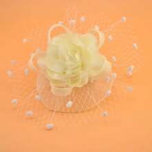Elegant Floral Bridal Wedding Charming Headpiece Party Stage Hair Accessory Hat Organza Veil Decor Hat, Green, Tiny Hats, Derby Hat, Mini Fascinator, Mini Top Hat , Mini Cap, Rave Accessories