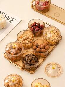 1 Set New Fashionable Design Candy Box With Sealed Lid, Household Storage Container For Candy, Nuts, Snacks, Cookies - Gold - View 7