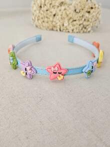 Arquinho/Tiara de cabelo com aplique de estrelas, carinhas coloridas Arco infantil alegre