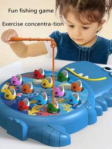 Festive Dino Fishing Game: Play And Drop Resistant,Plastic, Ages 3-6, No Electricity, Magnetic Fishing Toy With Random Color Fish And Accessories!