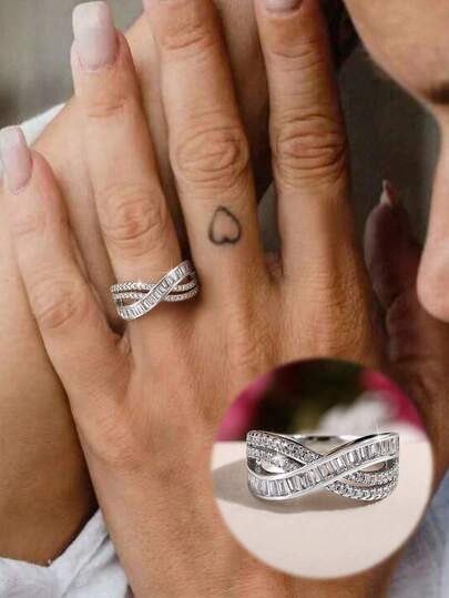 1 pezzo Anello a croce di lusso, anello sottile in argento sterling S925 da donna, anello per il pollice, regalo di gioielleria raffinato