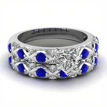 Couple Jewelry - Ring Women's Silvery White Synthetic  Heart Shaped Artificial Diamond Ring Bridal Wedding Engagement Jewelry Gift - 女戒尺寸 10 - 查看 3