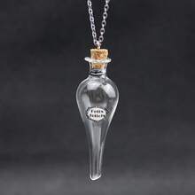 1个透明水滴魔法瓶吊坠项链配钛钢链可放置香水精油宠物骨灰男女皆宜佩戴