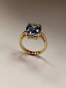 1pc Fashionable Cubic Zirconia Ring, Suitable As Women Wedding Engagement Valentine's Day Gift - Vàng - Xem 4