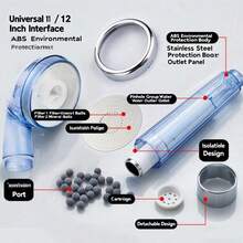 Anion Pressurized Shower Head, Household Sprinkler, Shower Head, 4-Point Interface, Detachable And Washable Shower. - Multicolor - View 2