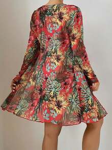 Women's Bikini Swimsuit Set + Kimono Beach Cover-Up - 紅色 - 查看 5