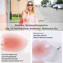 LAN MUQU Nipple Cover With Lift Breast Lifting Pasties Reusable Show Nipple Cover Sticky Silicone For WomenGS 8380 - 粉色 - 查看 3
