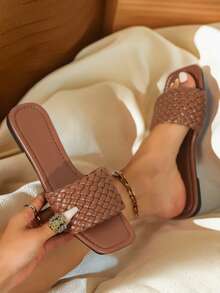 Ciabatte da donna stile vacanza, con tacco basso intrecciato, design slip-on, comode e traspiranti, adatte per attività all'aperto, spiaggia, uso interno, leggere e traspiranti, ottimo regalo per la Festa della Mamma