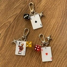 Poker God Of Gamblers Multi-Element 1 Piece Women's License Plate Pendant Keychain Accessory, Star-Shaped Pendant Style, Suitable For Bag Hanging, Car Hanging, Valentine's Day Gift, New Year Gift Bag Pendant Keychain Waist Hanging Ornament - 紅色 - 查看 5