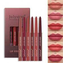 Lip Pencil Waterproof Non-Dizzy Lipstick Pen Pink Matte Lip Gloss Rotating Lip Liner Set Beauty (6PCS/SET) - 彩色 - 查看 1