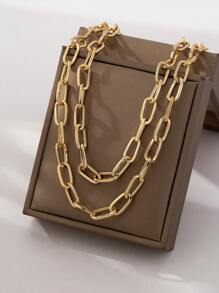 1pc Fashionable Minimalist Geometric Multi-Layer Necklace For Women, Suitable For Party And Daily Wear