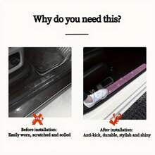 Rhinestone Car Accessories Shiny Crystal Door Sill Protector Decal Sticker, Self-Adhesive Diamond Crystal Decorative & Protective Strip, Gift For Women - one-size - View 5